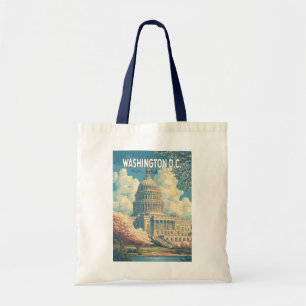 Washington DC Capitol Reis Kunst Vintage Tote Bag