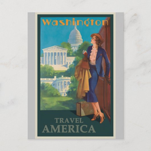 Washington DC Capitol Vintage Travel Poster Briefkaart (Voorkant)