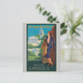 Washington DC Capitol Vintage Travel Poster Briefkaart (Staand voorkant)