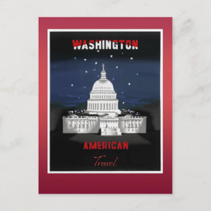 Washington DC Capitol Vintage Travel Poster Briefkaart