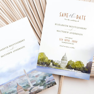 Washington DC Capitol Wedding Save the Date Kaart