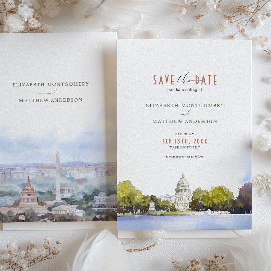 Washington DC Capitol Wedding Save the Date Kaart
