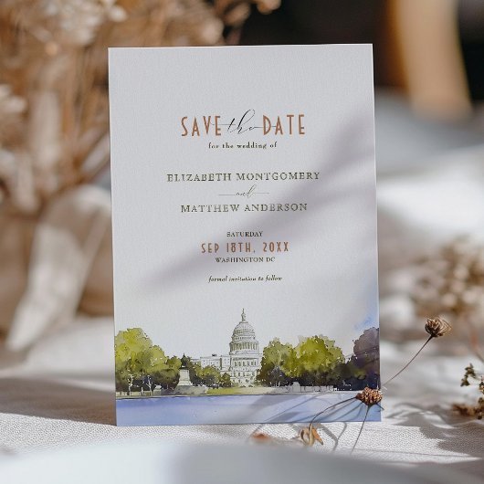 Washington DC Capitol Wedding Save the Date Kaart