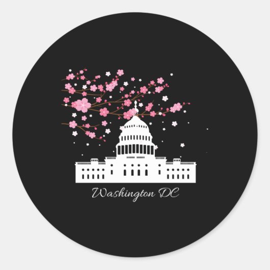 Washington DC Capitool bouwen van kersenbloesems Ronde Sticker (Voorkant)