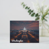 Washington DC Capitool Gebouw 's Nachts Briefkaart (Staand voorkant)