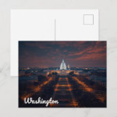 Washington DC Capitool Gebouw 's Nachts Briefkaart (Voorkant / Achterkant)