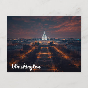 Washington DC Capitool Gebouw 's Nachts Briefkaart