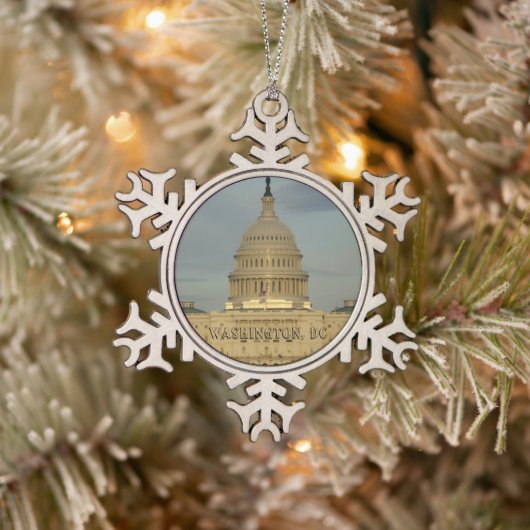 Washington, DC Capitool Tin Sneeuwvlok Ornament (Boom)