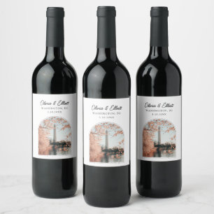 Washington DC Cherry Blossom Bruiloft Wijn Label Etiket