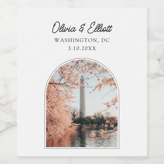 Washington DC Cherry Blossom Bruiloft Wijn Label Wijn Etiket (Enkel label)