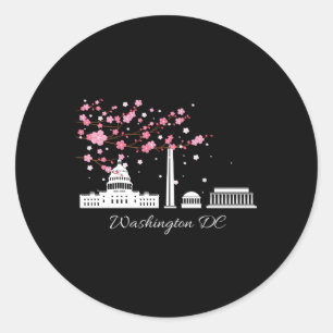 Washington DC Cherry Blossoms City Monuts Ronde Sticker