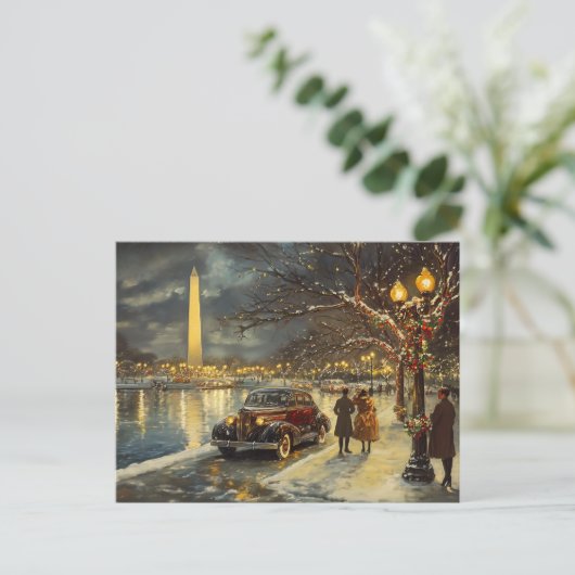 Washington DC Christmas Briefkaart  Retro (Staand voorkant)