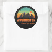 Washington DC City Skyline Retro Sunset Ronde Sticker (Tas)
