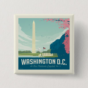 Washington DC   De hoofdstad van ons land Vierkante Button 5,1 Cm