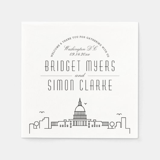 Washington DC Deco Skyline | Weddenschap Servet (Voorkant)
