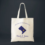 Washington DC Destination Wedding Welcome Bag Navy Tote Bag<br><div class="desc">Het weekend van de bruiloft heet cadeautas voor gasten uit de stad voor je bruiloft,  met afbeelding van Washington DC,  in blauw van de marine met gouden hart.  Vul tas met je favoriete godies.</div>