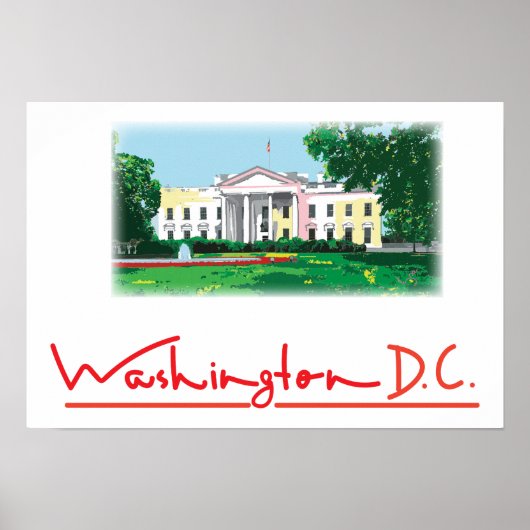 Washington DC - Digitaal schilderij in White House Poster (Voorkant)