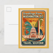 Washington DC District Vintage Stijl Briefkaart (Voorkant / Achterkant)