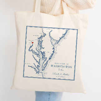 Washington DC Elegant Navy Bruiloft Welkom Tote Bag