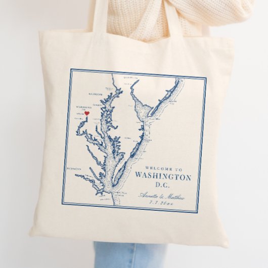 Washington DC Elegant Navy Bruiloft Welkom Tote Bag