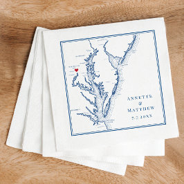 Washington DC Elegante Trouwkaart met Navy Blauwe  Servet