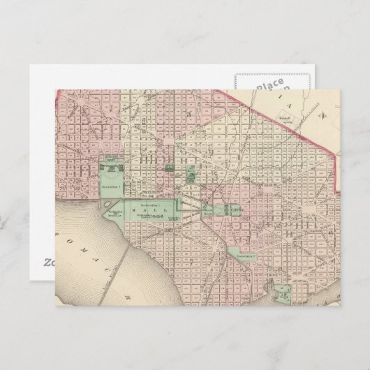 Washington DC en Georgetown Briefkaart (Voorkant / Achterkant)