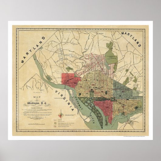 Washington DC Environs Map door Silversparre 1887 Poster (Voorkant)