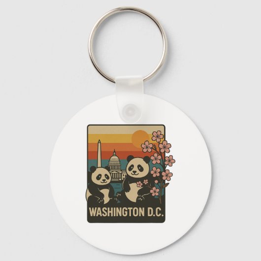 Washington DC Familiereis Funny Panda Zoo DC Trip Sleutelhanger (Voorkant)