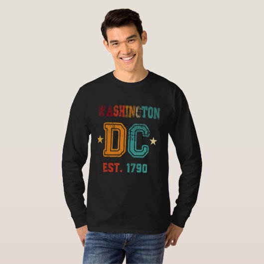 Washington DC Flag Love Capitol Hill Souvenir Retr T-shirt (Voorkant volledig)