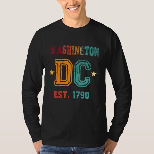 Washington DC Flag Love Capitol Hill Souvenir Retr T-shirt (Voorkant)