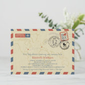 Washington DC / France Airmail | Baby Shower Kaart (Staand voorkant)