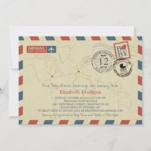Washington DC / France Airmail   Baby Shower Kaart