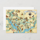 Washington, DC.  Funny VintageMap Briefkaart (Voorkant / Achterkant)