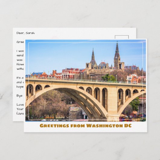 Washington DC Georgetown met Bridge Briefkaart (Voorkant / Achterkant)