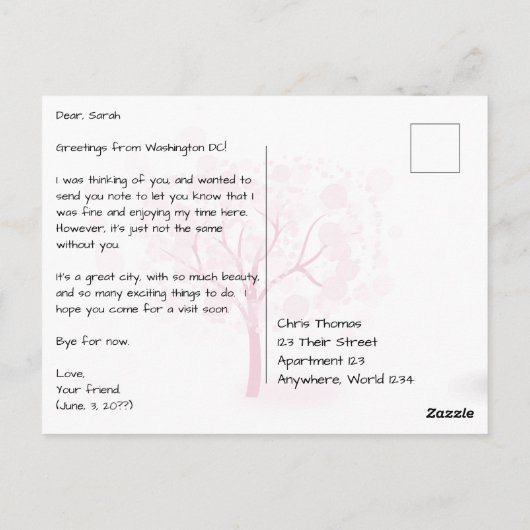 Washington DC Georgetown met Bridge Briefkaart (Achterkant)