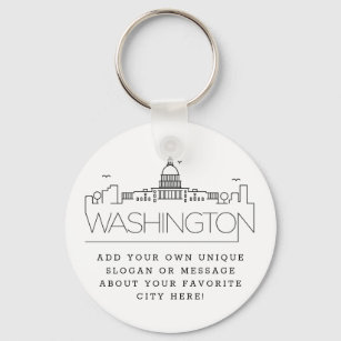 Washington DC gestileerde Skyline   Aangepaste slo Sleutelhanger