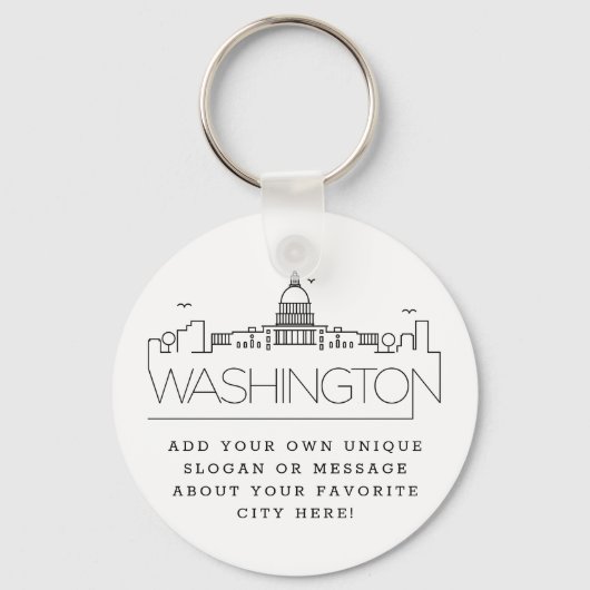 Washington DC gestileerde Skyline | Aangepaste slo Sleutelhanger (Voorkant)