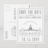 Washington DC | Gestileerde skyline De datum opsla Briefkaart (Voorkant / Achterkant)