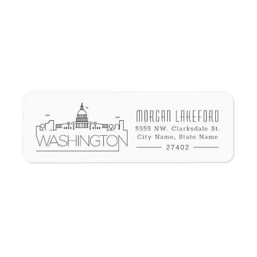 Washington DC gestileerde skyline | Etiket (Voorkant)