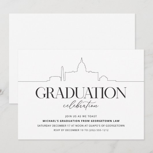 Washington DC Graduation Party Uitnodiging (Voorkant / Achterkant)