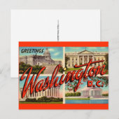 Washington DC Groeten Ansichtkaart Briefkaart (Voorkant / Achterkant)