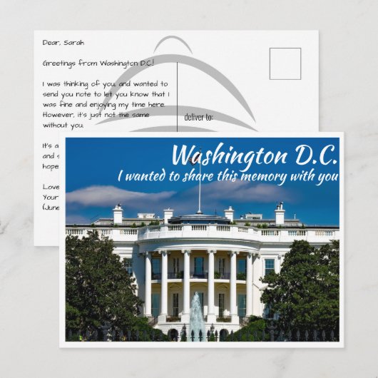 Washington DC Het Witte Huis Briefkaart (Voorkant / Achterkant)