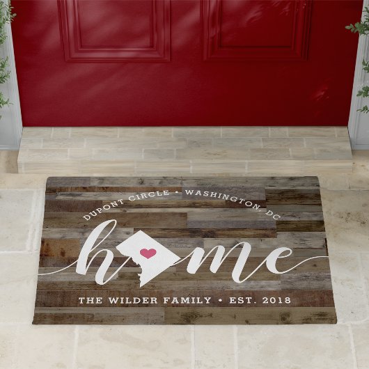 Washington DC Home Town Personalized Wood look Deurmat