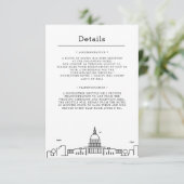 Washington DC Huwelijk | Gastdetails Kaart (Staand voorkant)