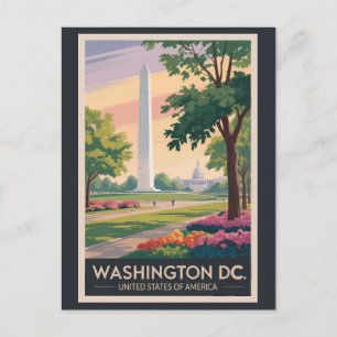 Washington DC Illustratie Reis Kunst Vintage Briefkaart