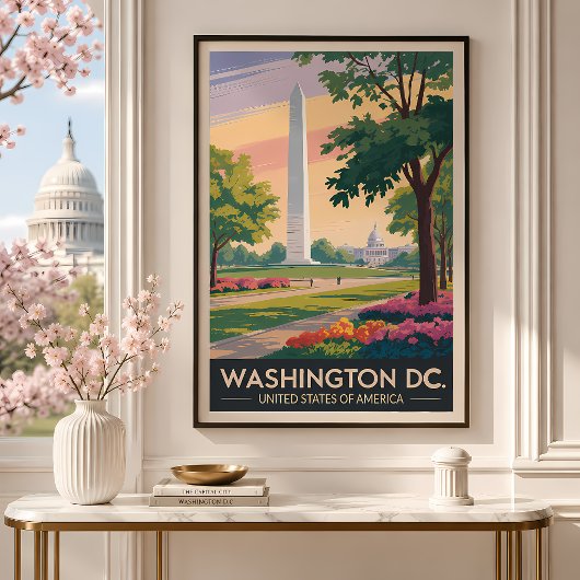 Washington DC Illustratie Reis Kunst Vintage Poster
