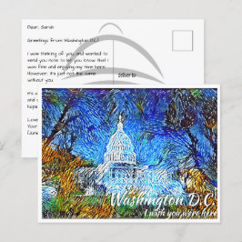 Washington DC Impressionistisch Amerikaans Capitol Briefkaart