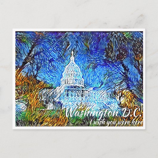 Washington DC Impressionistisch Amerikaans Capitol Briefkaart (Voorkant)