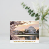 Washington DC Jefferson Memorial met Cherry Tree Briefkaart (Staand voorkant)