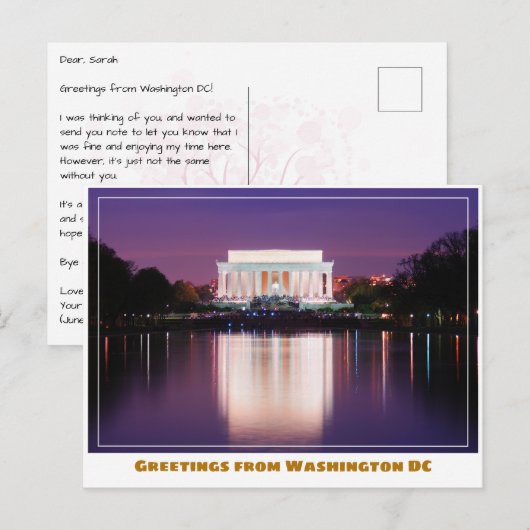 Washington DC Jefferson Memorial met kersenboom Briefkaart (Voorkant / Achterkant)